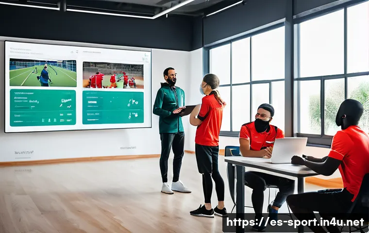 생활체육지도사와 효율적인 업무 협력 - A dynamic and diverse team of sports professionals, including trainers, medical staff, and coordinat...