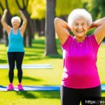 생활체육지도사와 지역 주민 건강 증진 - A vibrant community outdoor fitness session in a sunny urban park in Spain, featuring a diverse grou...